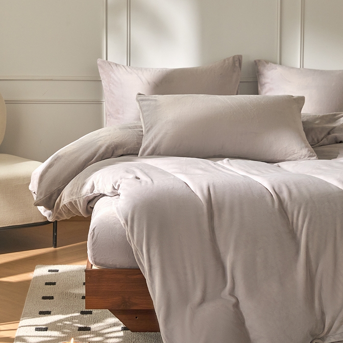 91家纺网 家纺一手货源 找家纺 618家纺 2025新款樱花绒单品四件套系列-单被套 雾灰