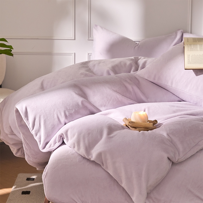 91家纺网 家纺一手货源 找家纺 618家纺 2025新款樱花绒单品四件套系列-单被套 雾紫