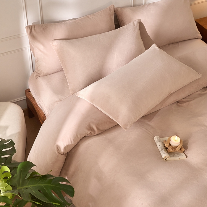 91家纺网 家纺一手货源 找家纺 618家纺 2025新款樱花绒单品四件套系列-四件套 浅驼