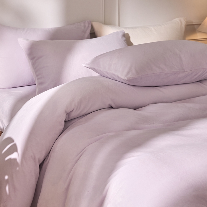 91家纺网 家纺一手货源 找家纺 618家纺 2025新款樱花绒单品四件套系列-四件套 雾紫