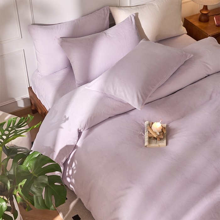 91家纺网 家纺一手货源 找家纺 618家纺 2025新款樱花绒单品四件套系列-四件套 雾紫