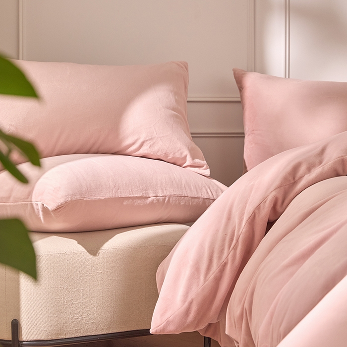 91家纺网 家纺一手货源 找家纺 618家纺 2025新款樱花绒单品四件套系列-四件套 雾粉