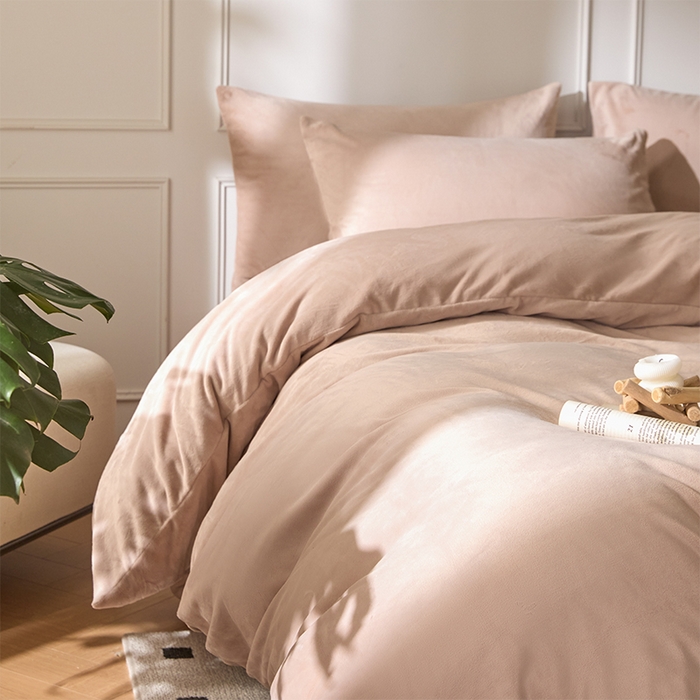 91家纺网 家纺一手货源 找家纺 618家纺 2025新款樱花绒单品四件套系列-四件套 浅驼