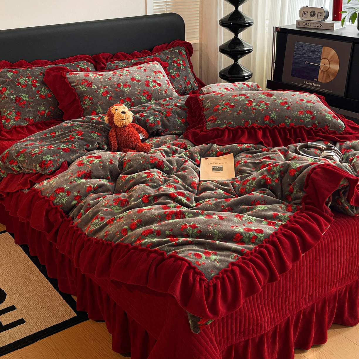 富米莱（原臻工厂） 2025新款热卖舒适大宽花边牛奶绒床盖床裙四件套 爆款大宽花边-花季少女