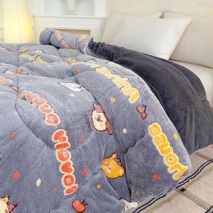 91家纺网 家纺一手货源 找家纺 好梦来家纺（原锦茂家纺） 2025新款印花款A类雪花绒冬被羊羔绒冬被被芯冬季牛奶绒冬被动物乐园