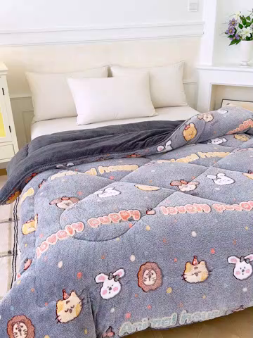 91家纺网 家纺一手货源 找家纺 好梦来家纺（原锦茂家纺） 2025新款印花款A类雪花绒冬被羊羔绒冬被被芯冬季牛奶绒冬被动物乐园