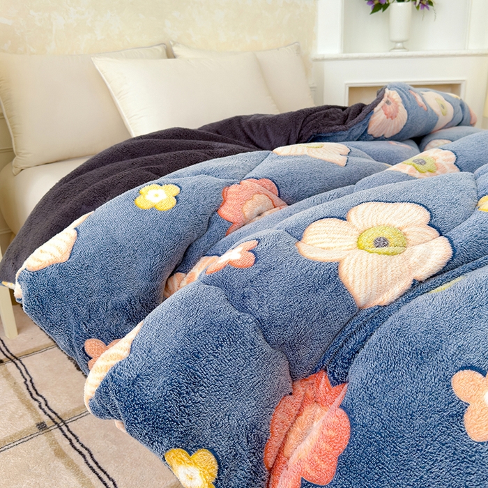 91家纺网 家纺一手货源 找家纺 好梦来家纺（原锦茂家纺） 2025新款印花款A类雪花绒冬被羊羔绒冬被被芯冬季牛奶绒冬被花意