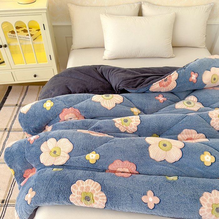 91家纺网 家纺一手货源 找家纺 好梦来家纺（原锦茂家纺） 2025新款印花款A类雪花绒冬被羊羔绒冬被被芯冬季牛奶绒冬被花意