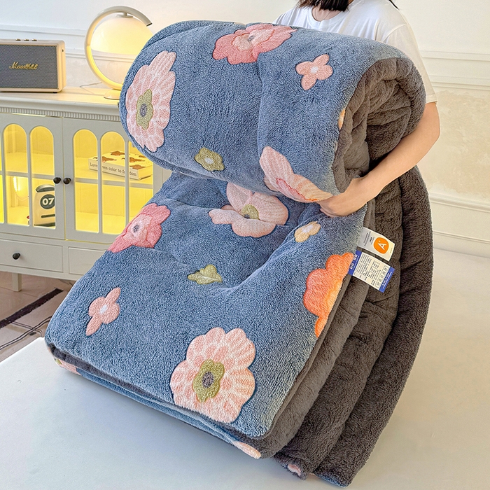 好梦来家纺（原锦茂家纺） 2025新款印花款A类雪花绒冬被羊羔绒冬被被芯冬季牛奶绒冬被花意