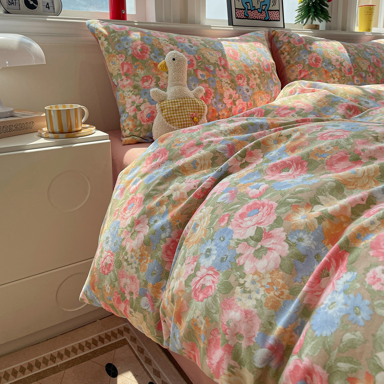 91家纺网 家纺一手货源 找家纺 （总）品乐家纺 2025秋冬复古风全棉纯棉加厚磨毛四件套