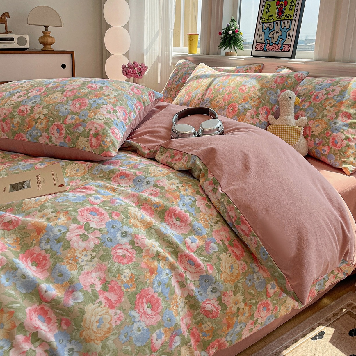 91家纺网 家纺一手货源 找家纺 （总）品乐家纺 2025秋冬复古风全棉纯棉加厚磨毛四件套