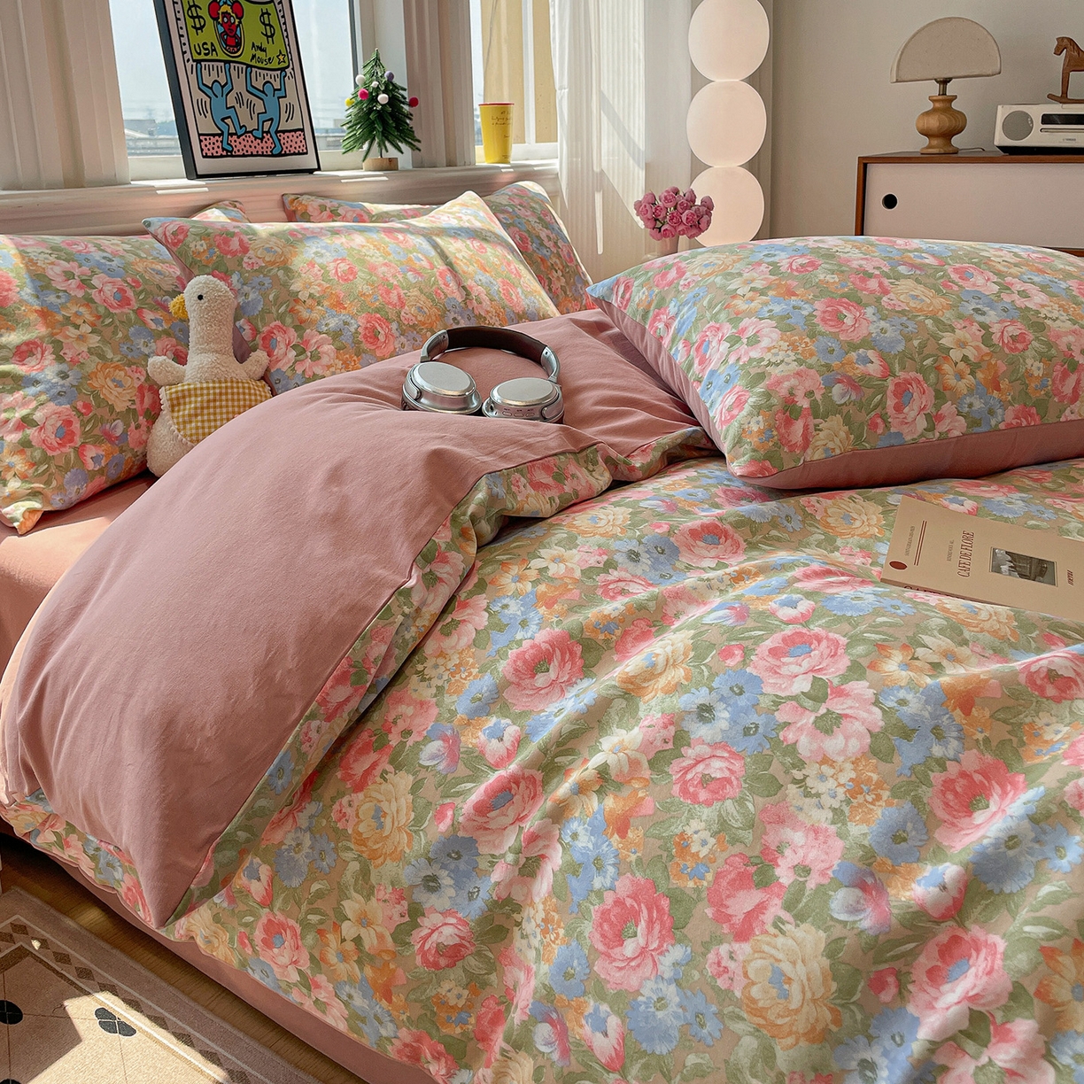 91家纺网 家纺一手货源 找家纺 （总）品乐家纺 2025秋冬复古风全棉纯棉加厚磨毛四件套