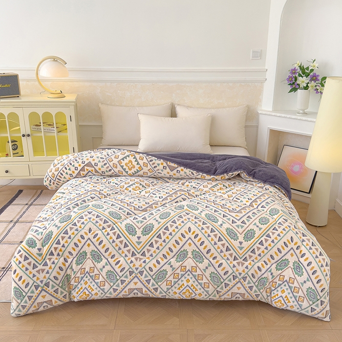 91家纺网 家纺一手货源 找家纺 好梦来家纺（原锦茂家纺） 2025新款印花款A类雪花绒冬被羊羔绒冬被被芯冬季牛奶绒冬被几何