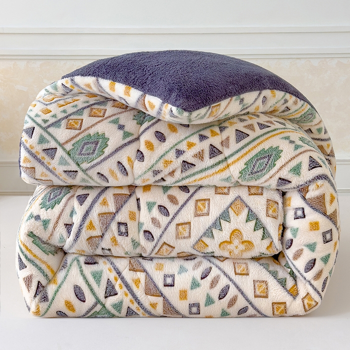 91家纺网 家纺一手货源 找家纺 好梦来家纺（原锦茂家纺） 2025新款印花款A类雪花绒冬被羊羔绒冬被被芯冬季牛奶绒冬被几何