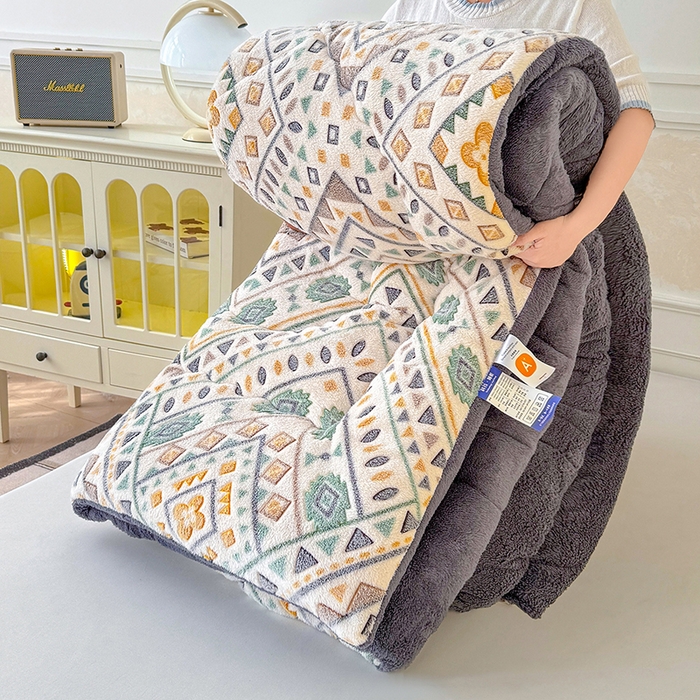 好梦来家纺（原锦茂家纺） 2025新款印花款A类雪花绒冬被羊羔绒冬被被芯冬季牛奶绒冬被几何