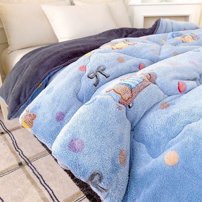 91家纺网 家纺一手货源 找家纺 好梦来家纺（原锦茂家纺） 2025新款印花款A类雪花绒冬被羊羔绒冬被被芯冬季牛奶绒冬被可爱狗