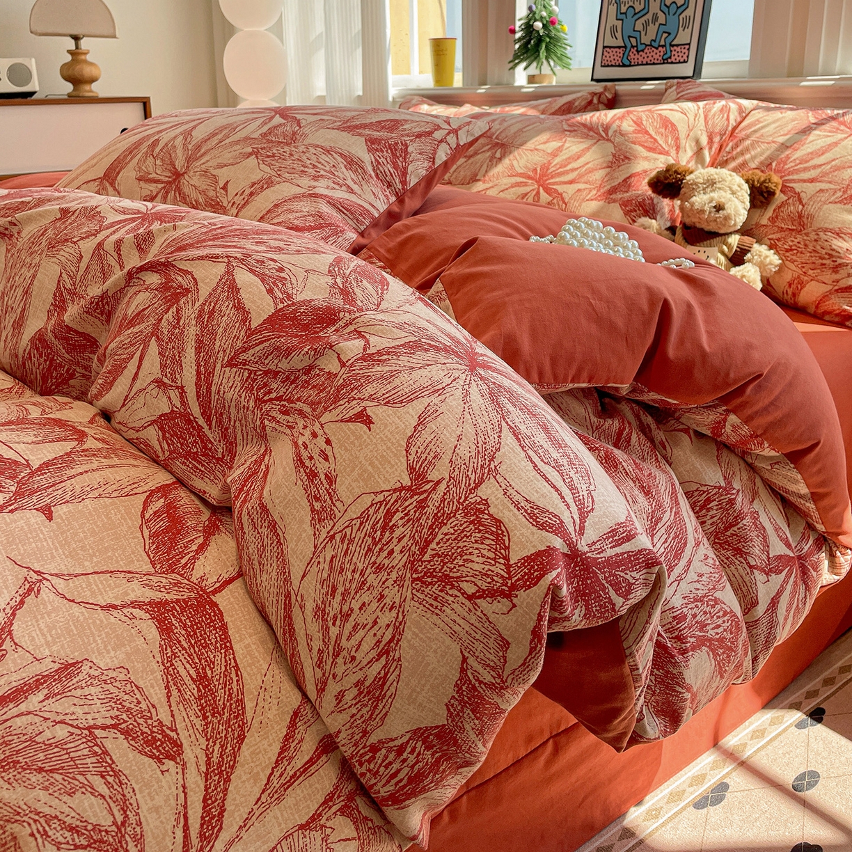 91家纺网 家纺一手货源 找家纺 （总）品乐家纺 2025秋冬复古风全棉纯棉加厚磨毛四件套