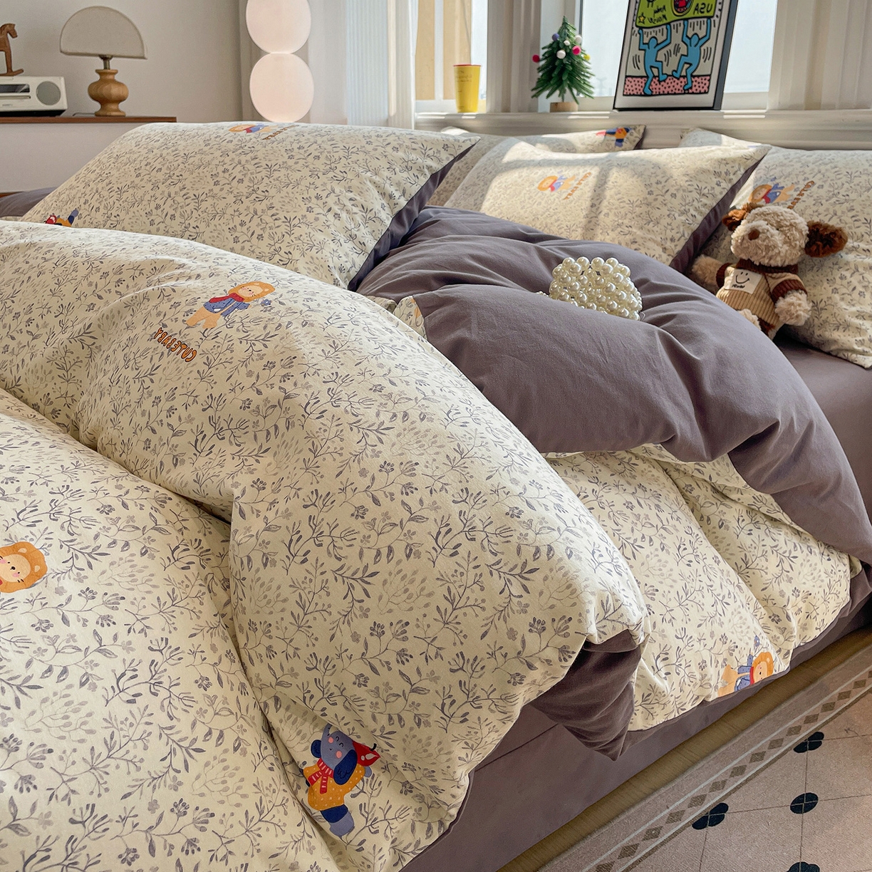 91家纺网 家纺一手货源 找家纺 （总）品乐家纺 2025秋冬复古风全棉纯棉加厚磨毛四件套