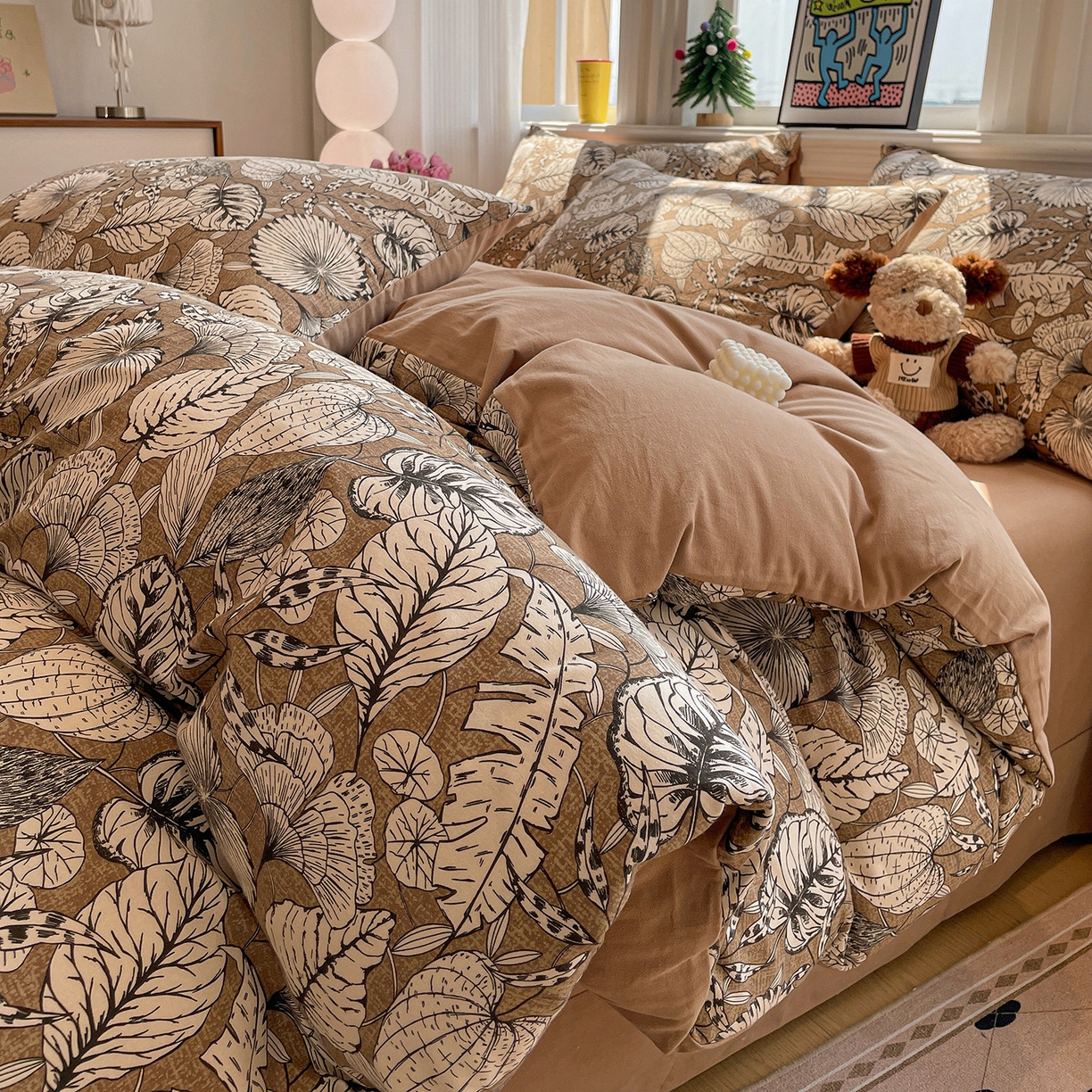 91家纺网 家纺一手货源 找家纺 （总）品乐家纺 2025秋冬复古风全棉纯棉加厚磨毛四件套