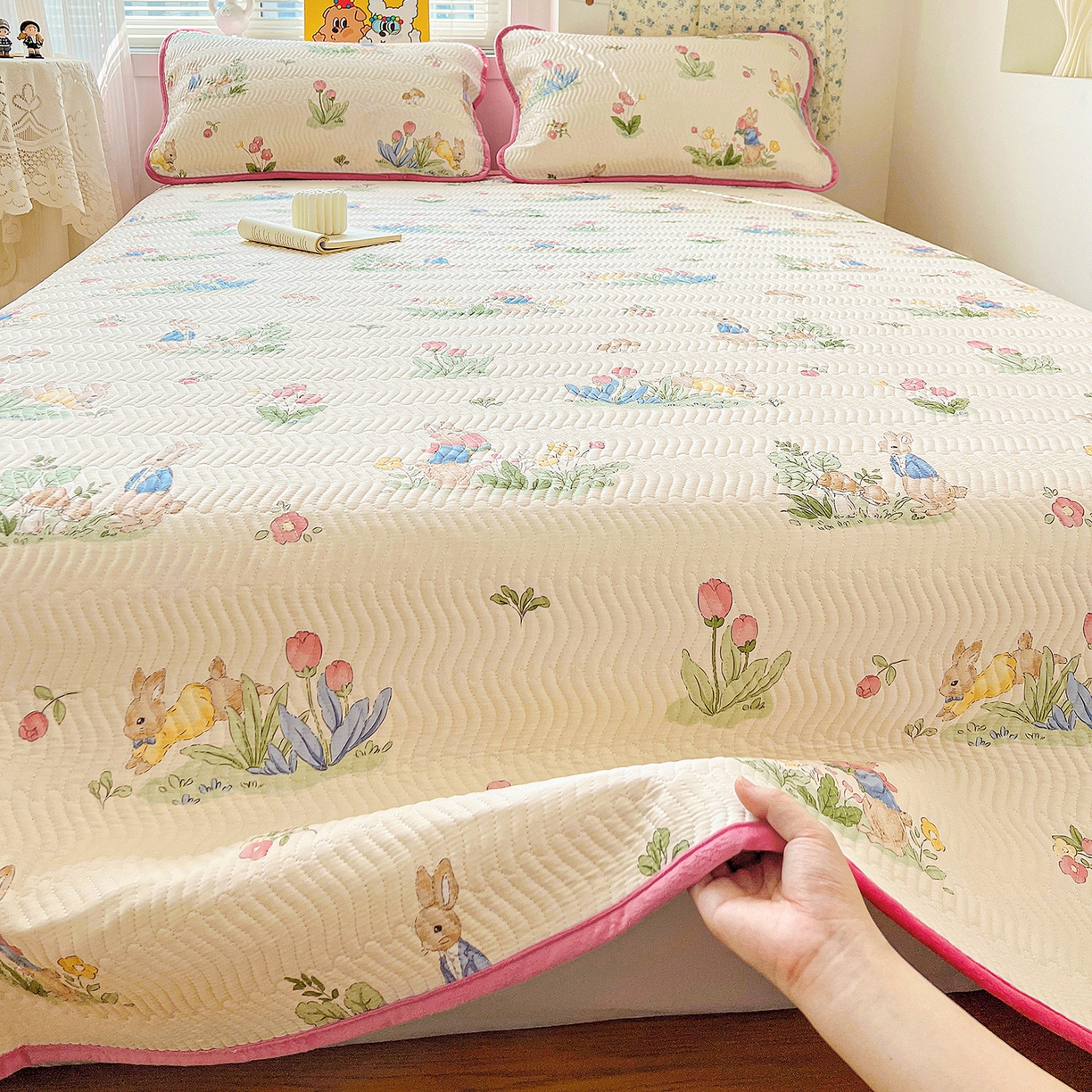 91家纺网 家纺一手货源 找家纺 梦精灵 2025新款棉加绒床盖全棉学生床夹棉床盖双面可用纯棉床单（棉加绒枕套） 棉加绒-蘑菇屋