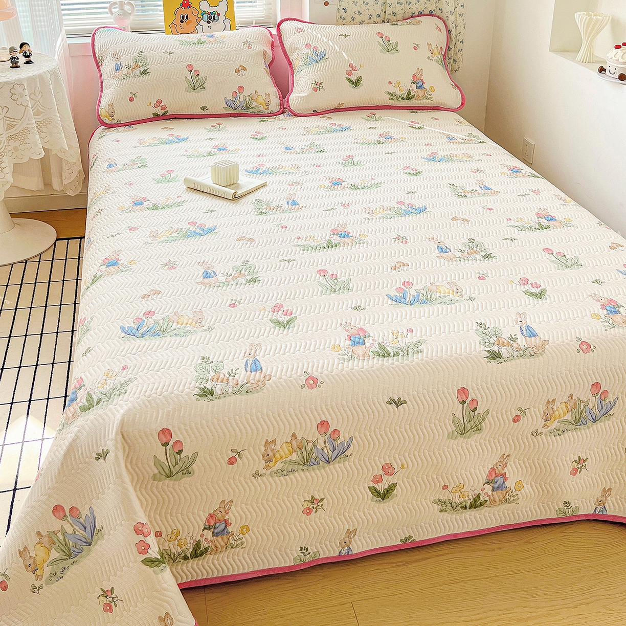 91家纺网 家纺一手货源 找家纺 梦精灵 2025新款棉加绒床盖全棉学生床夹棉床盖双面可用纯棉床单（棉加绒枕套） 棉加绒-蘑菇屋