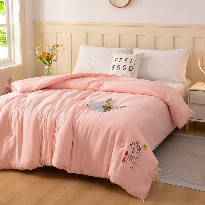 91家纺网 家纺一手货源 找家纺 （总）蝶蔻家纺 2025新款亲肤舒适原棉纯色大豆被被子被芯