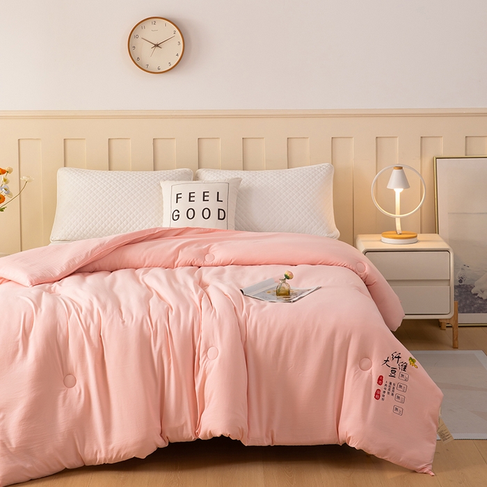 91家纺网 家纺一手货源 找家纺 蝶蔻家纺 2025新款亲肤舒适原棉纯色大豆被被子被芯 玉色