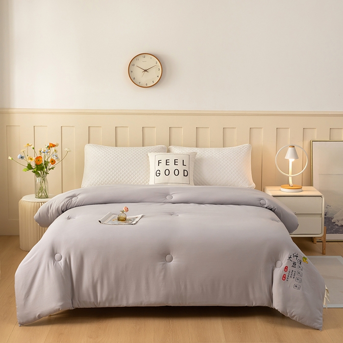 91家纺网 家纺一手货源 找家纺 蝶蔻家纺 2025新款亲肤舒适原棉纯色大豆被被子被芯 高级灰