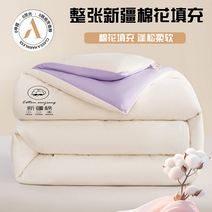 91家纺网 家纺一手货源 找家纺 （总）蝶蔻家纺 2025新款亲肤软糯新疆棉花保暖被被子被芯-本白