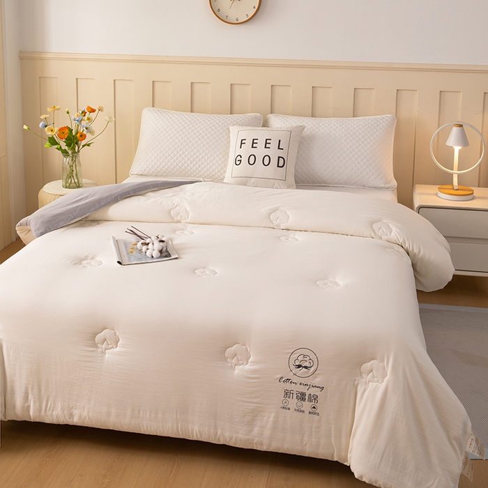 91家纺网 家纺一手货源 找家纺 蝶蔻家纺 2025新款亲肤软糯新疆棉花保暖被被子被芯-本白 本白-灰