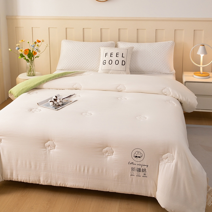 91家纺网 家纺一手货源 找家纺 蝶蔻家纺 2025新款亲肤软糯新疆棉花保暖被被子被芯-本白 本白-绿
