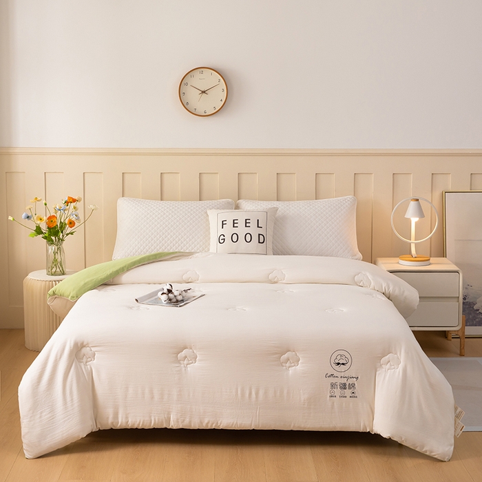 91家纺网 家纺一手货源 找家纺 蝶蔻家纺 2025新款亲肤软糯新疆棉花保暖被被子被芯-本白 本白-绿