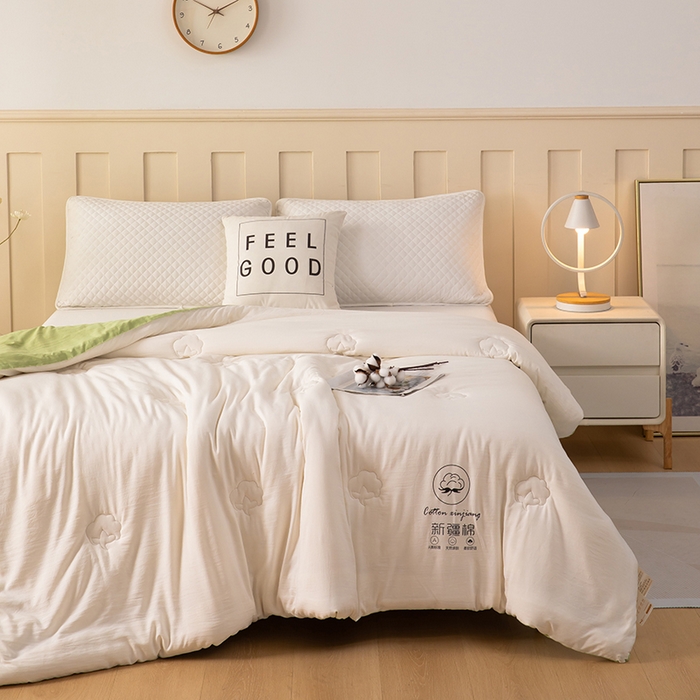 91家纺网 家纺一手货源 找家纺 蝶蔻家纺 2025新款亲肤软糯新疆棉花保暖被被子被芯-本白 本白-粉