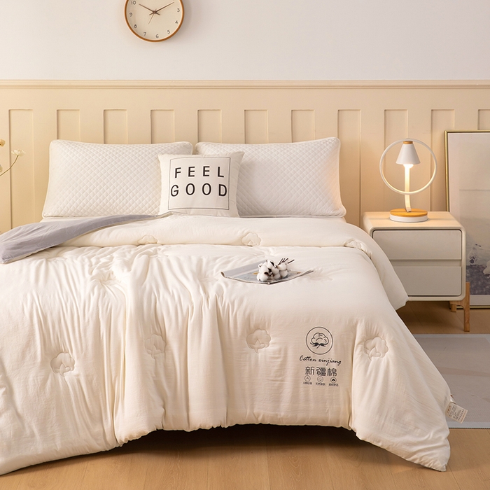 91家纺网 家纺一手货源 找家纺 蝶蔻家纺 2025新款亲肤软糯新疆棉花保暖被被子被芯-本白 本白-灰