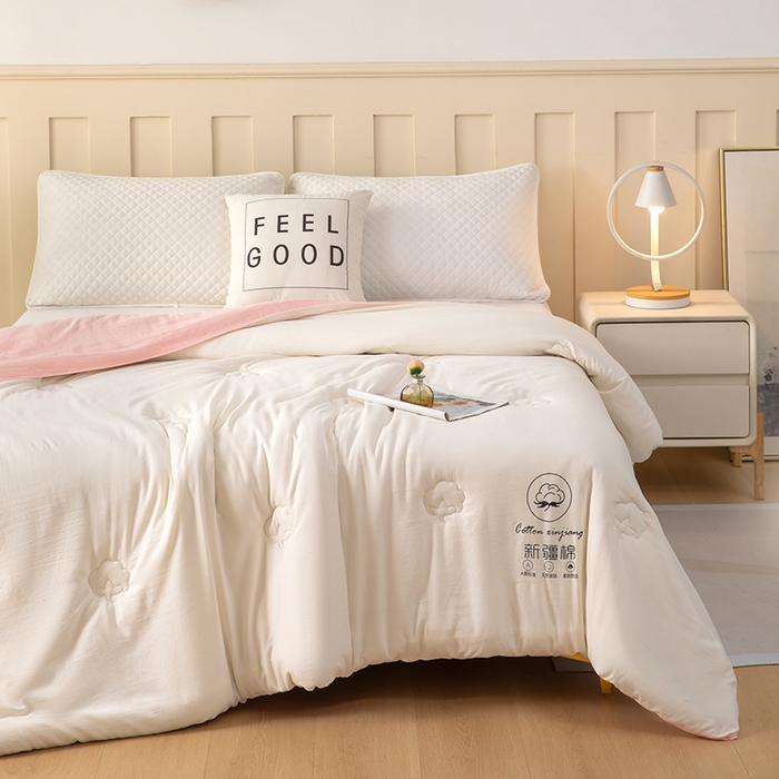 91家纺网 家纺一手货源 找家纺 蝶蔻家纺 2025新款亲肤软糯新疆棉花保暖被被子被芯-本白 本白-粉