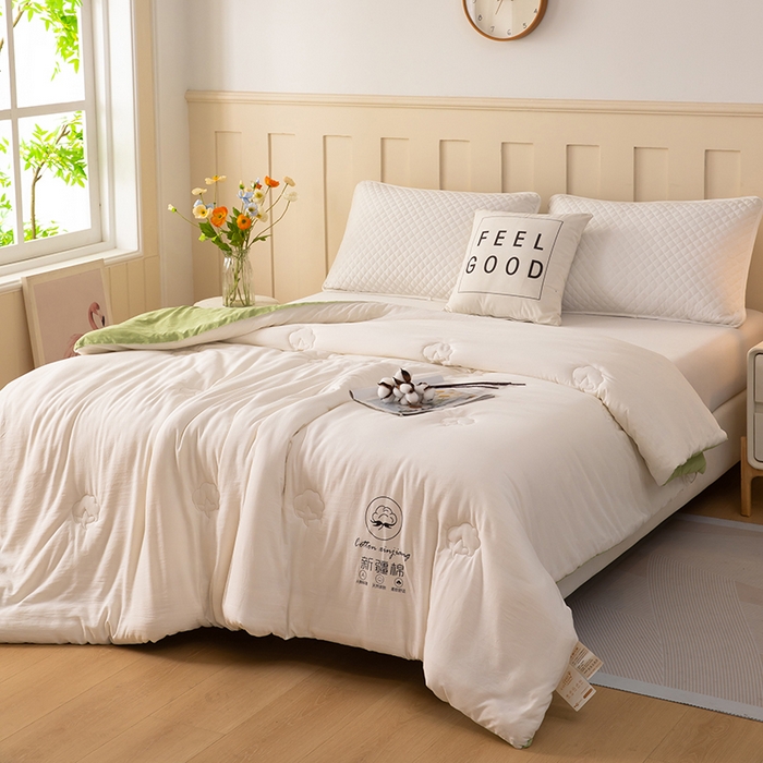 91家纺网 家纺一手货源 找家纺 蝶蔻家纺 2025新款亲肤软糯新疆棉花保暖被被子被芯-本白 本白-粉