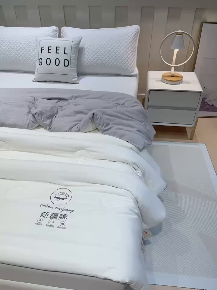 91家纺网 家纺一手货源 找家纺 蝶蔻家纺 2025新款亲肤软糯新疆棉花保暖被被子被芯-本白 本白-灰