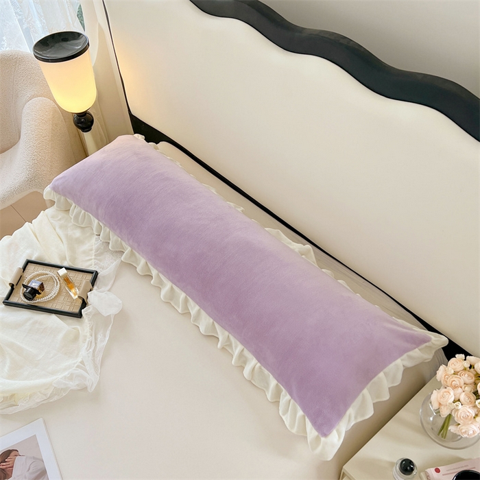 91家纺网 家纺一手货源 找家纺 梦舒羽 2025A类新款牛奶绒花枕套边双人宿舍法兰绒情侣枕头套珊瑚绒枕芯套 丁香紫