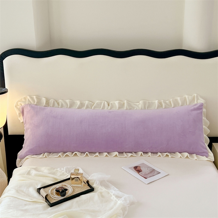 91家纺网 家纺一手货源 找家纺 梦舒羽 2025A类新款牛奶绒花枕套边双人宿舍法兰绒情侣枕头套珊瑚绒枕芯套 丁香紫