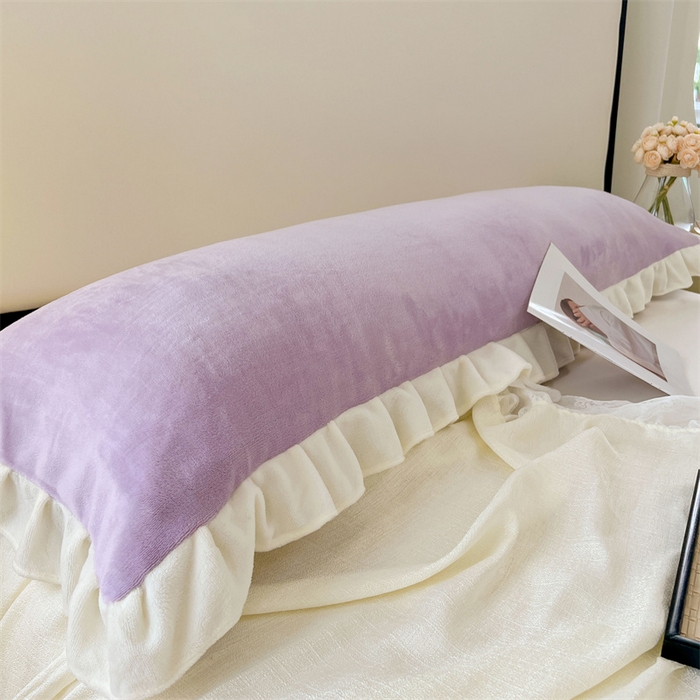 91家纺网 家纺一手货源 找家纺 梦舒羽 2025A类新款牛奶绒花枕套边双人宿舍法兰绒情侣枕头套珊瑚绒枕芯套 丁香紫