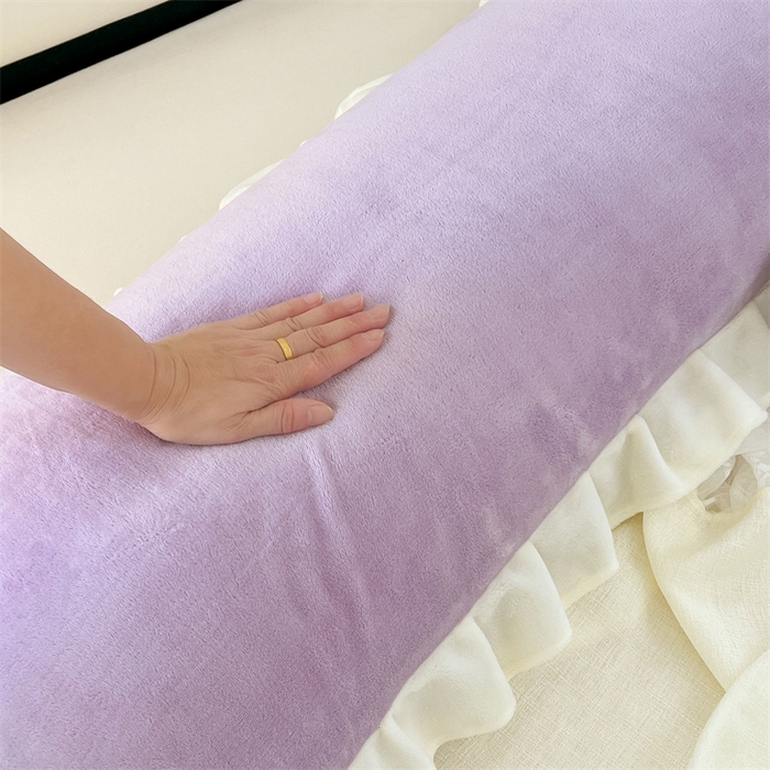 91家纺网 家纺一手货源 找家纺 梦舒羽 2025A类新款牛奶绒花枕套边双人宿舍法兰绒情侣枕头套珊瑚绒枕芯套 丁香紫