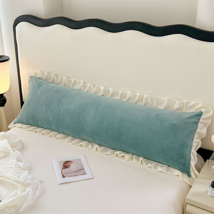 91家纺网 家纺一手货源 找家纺 梦舒羽 2025A类新款牛奶绒花枕套边双人宿舍法兰绒情侣枕头套珊瑚绒枕芯套 时尚兰