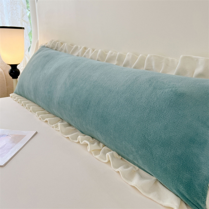 91家纺网 家纺一手货源 找家纺 梦舒羽 2025A类新款牛奶绒花枕套边双人宿舍法兰绒情侣枕头套珊瑚绒枕芯套 时尚兰