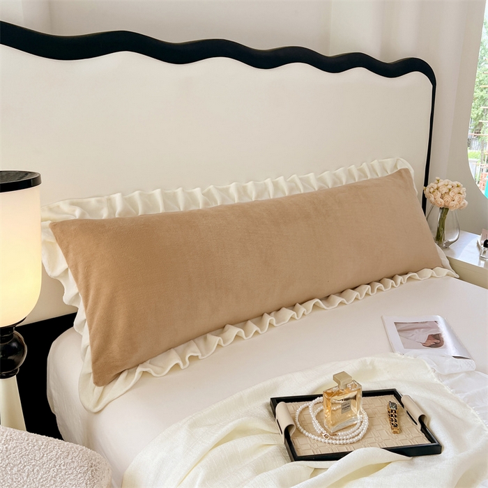 91家纺网 家纺一手货源 找家纺 梦舒羽 2025A类新款牛奶绒花枕套边双人宿舍法兰绒情侣枕头套珊瑚绒枕芯套 暖咖