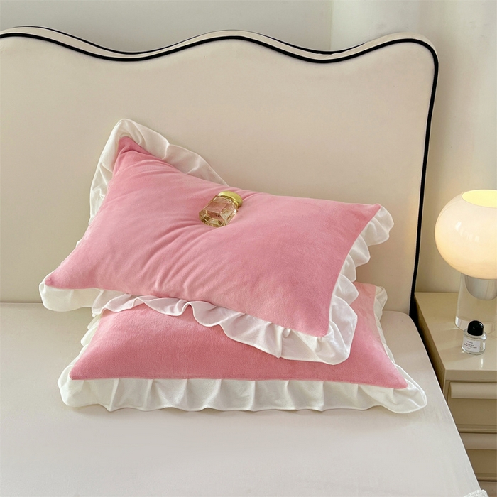 91家纺网 家纺一手货源 找家纺 （总）梦舒羽 2025A类新款牛奶绒花枕套边单人宿舍法兰绒枕头套珊瑚绒枕芯套
