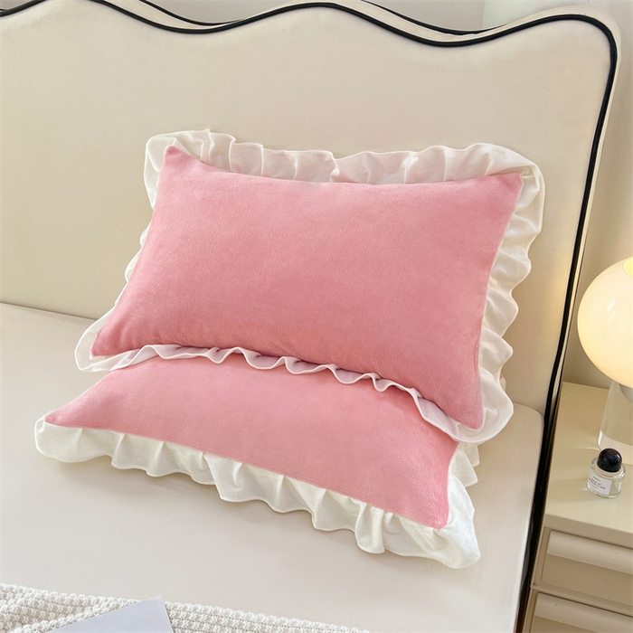 91家纺网 家纺一手货源 找家纺 （总）梦舒羽 2025A类新款牛奶绒花枕套边单人宿舍法兰绒枕头套珊瑚绒枕芯套