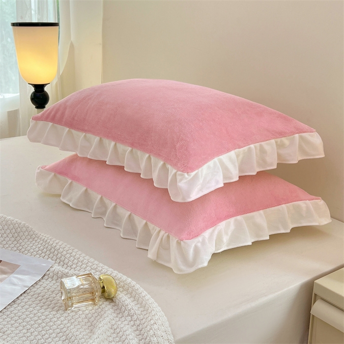 （总）梦舒羽 2025A类新款牛奶绒花枕套边单人宿舍法兰绒枕头套珊瑚绒枕芯套