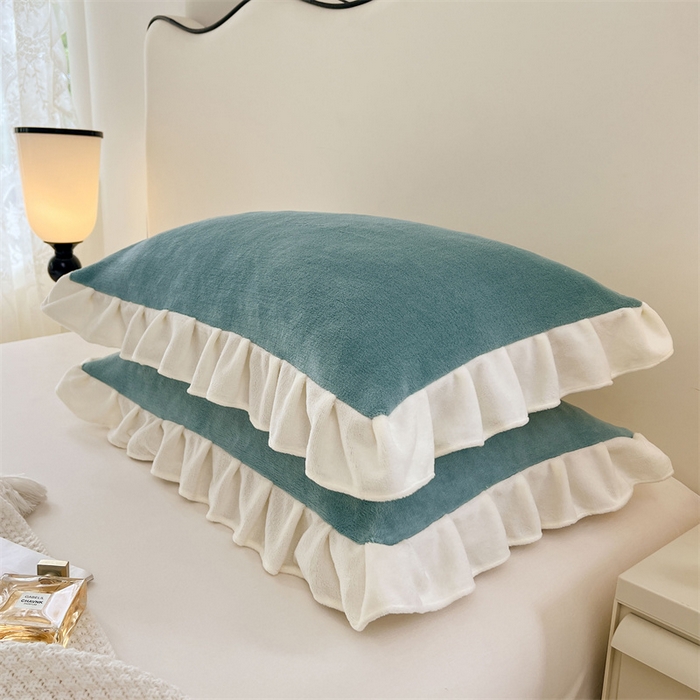 梦舒羽 2025A类新款牛奶绒花枕套边单人宿舍法兰绒枕头套珊瑚绒枕芯套 时尚兰