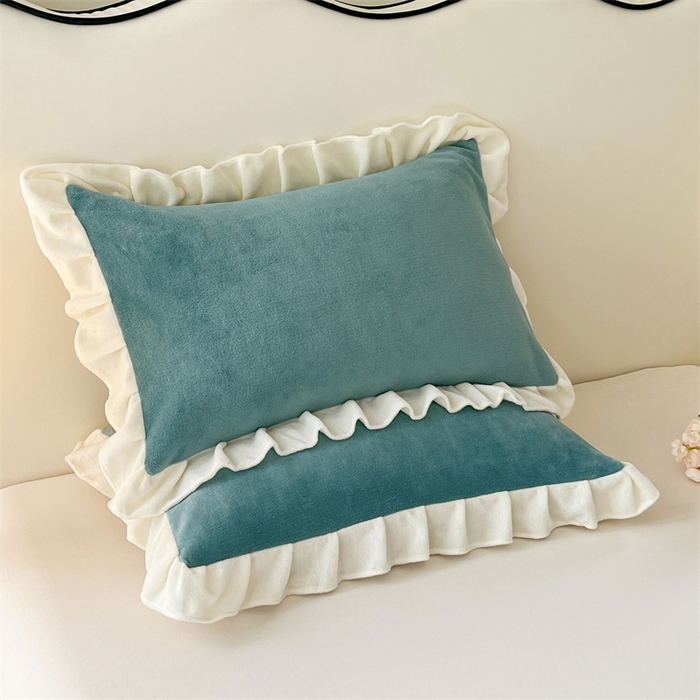 91家纺网 家纺一手货源 找家纺 梦舒羽 2025A类新款牛奶绒花枕套边单人宿舍法兰绒枕头套珊瑚绒枕芯套 时尚兰