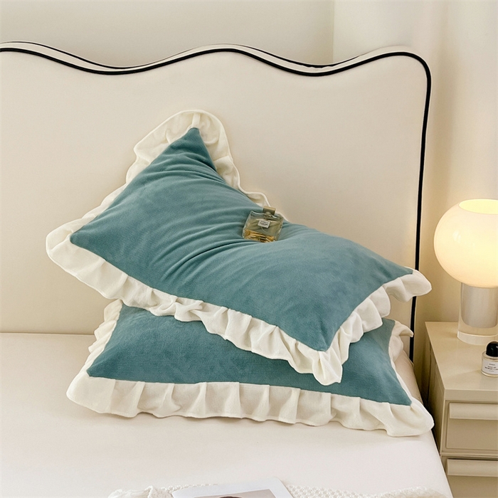 91家纺网 家纺一手货源 找家纺 梦舒羽 2025A类新款牛奶绒花枕套边单人宿舍法兰绒枕头套珊瑚绒枕芯套 时尚兰